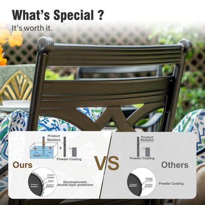 5-Piece Metal Outdoor Dining Set with Beige Cushions and Swivel Dining Chairs